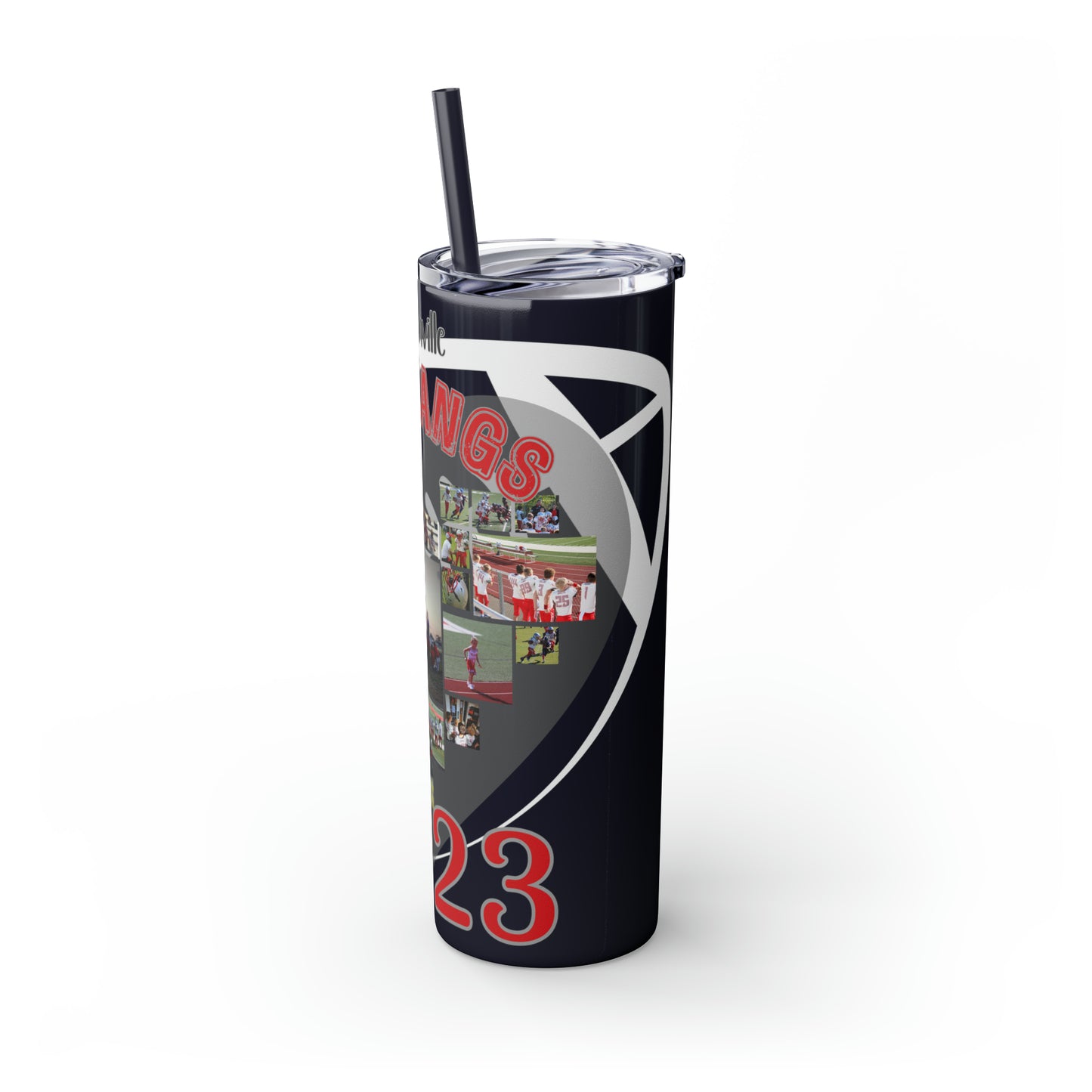 Football Theme 20oz. Skinny Tumbler with Straw