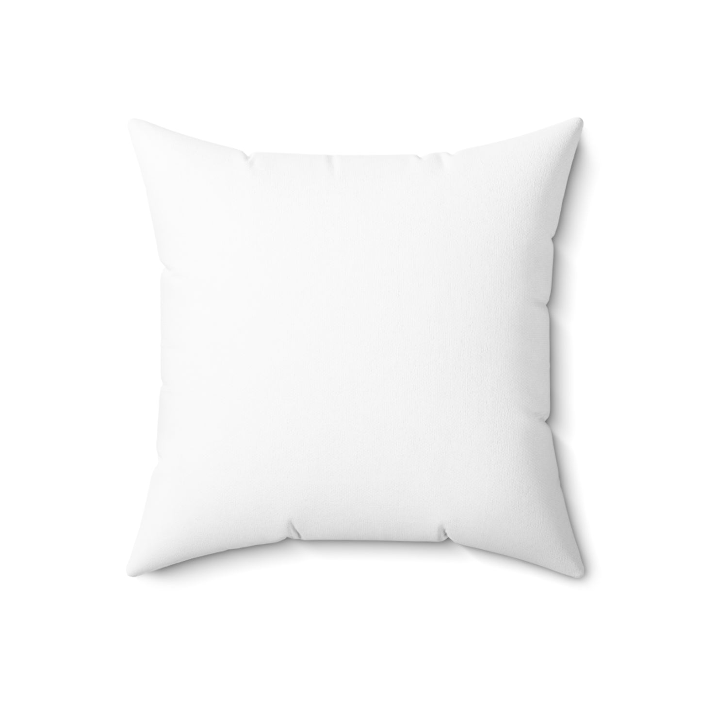 Throw pillow featuring “your design here” in 18x18 back view.