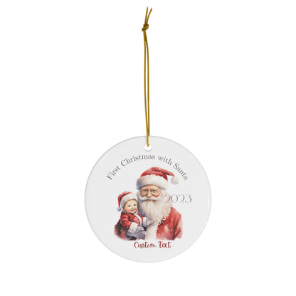 BABYS FIRST CHRISTMAS with Santa Ceramic Ornament