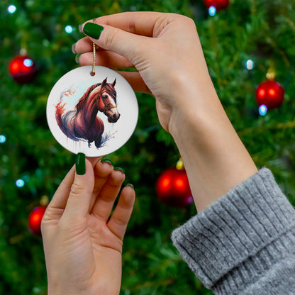 Watercolor Prancing Horse Ornament