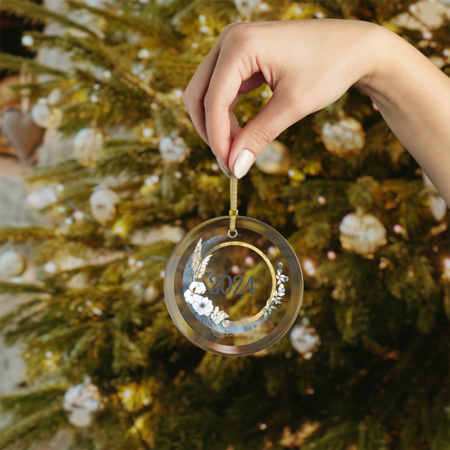 Hand Holding Style 8 Commemorative Year Ornament