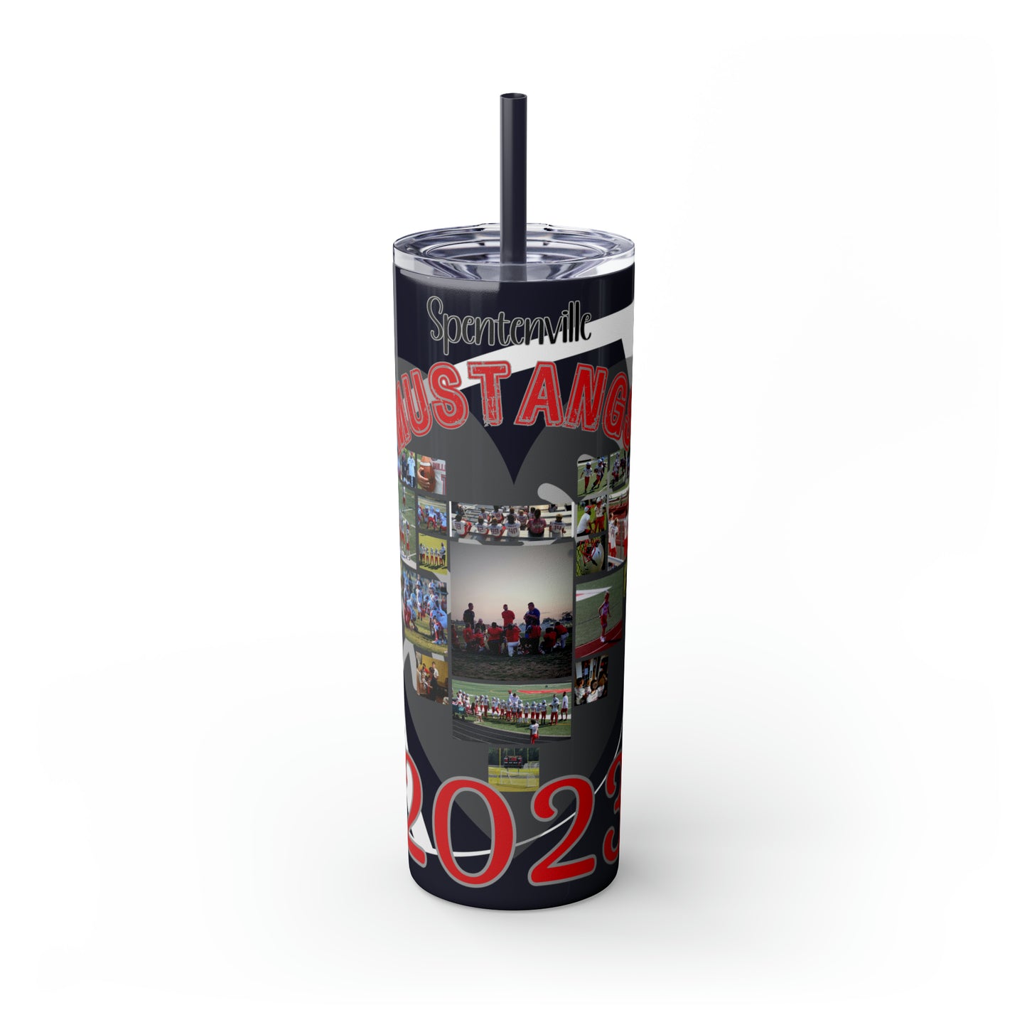 Football Theme 20oz. Skinny Tumbler with Straw