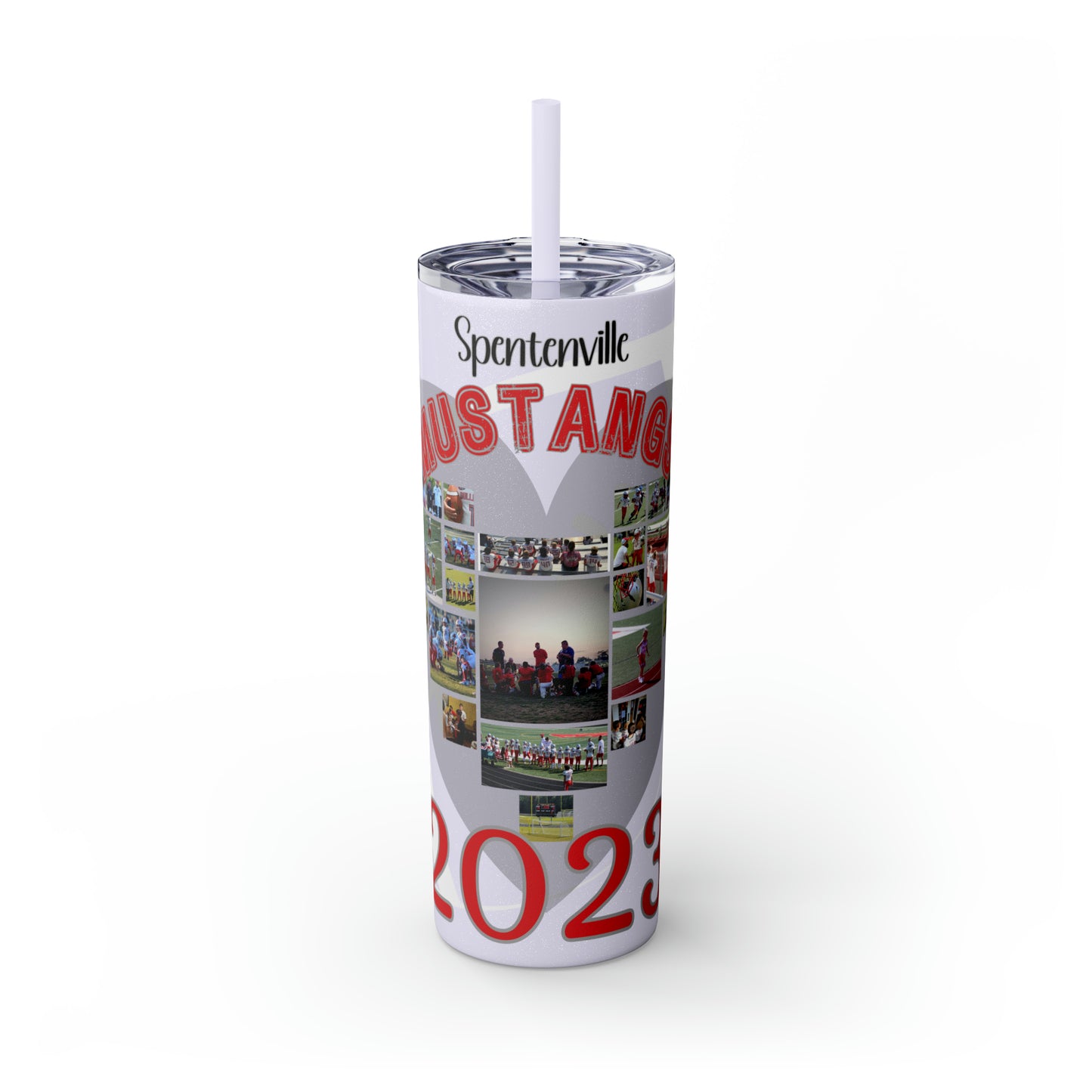 Football Theme 20oz. Skinny Tumbler with Straw