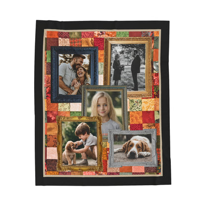 50x60 Quilt-look Picture Frame Plush Throw Blanket