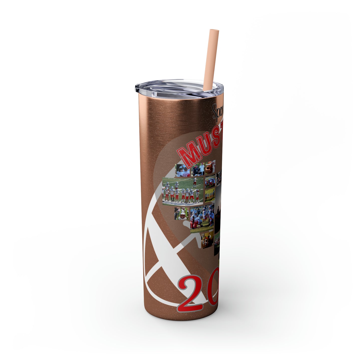 Football Theme 20oz. Skinny Tumbler with Straw