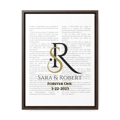 Monogram framed Gallery Canvas of Vows Sty 7 in walnut frame.