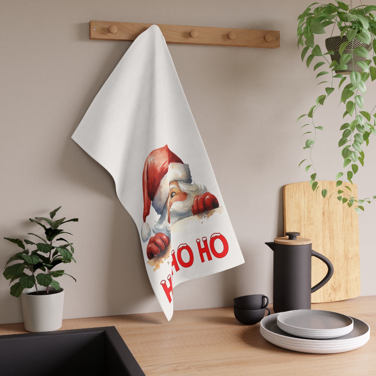 Peeking Santa 18x30” Kitchen Towel