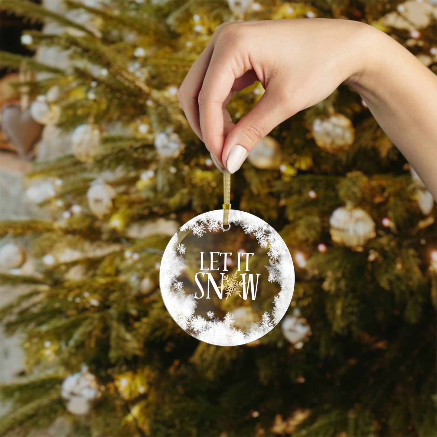 LET IT SNOW Glass Ornament