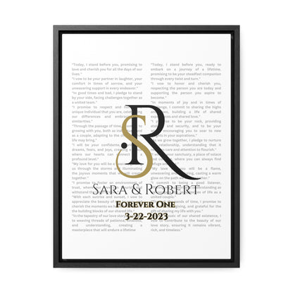 Monogram framed Gallery Canvas of Vows Sty 7 in black frame.