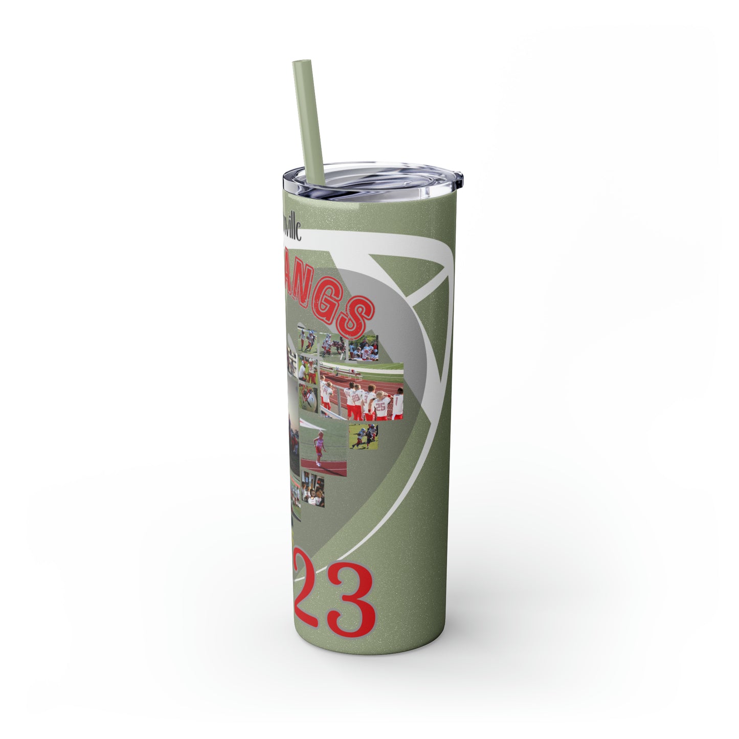 Football Theme 20oz. Skinny Tumbler with Straw