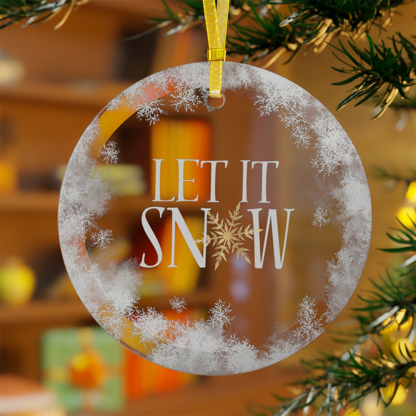 LET IT SNOW Glass Ornament