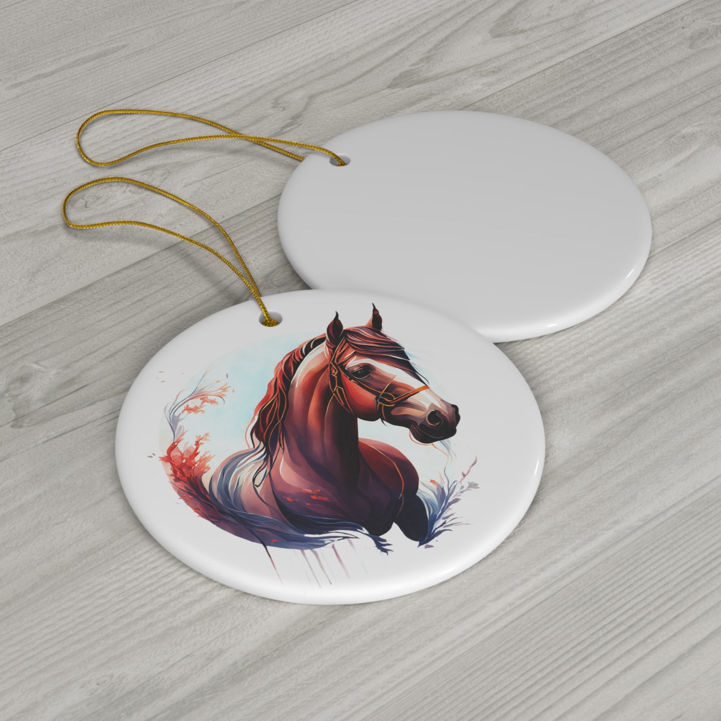 Watercolor Prancing Horse Ornament