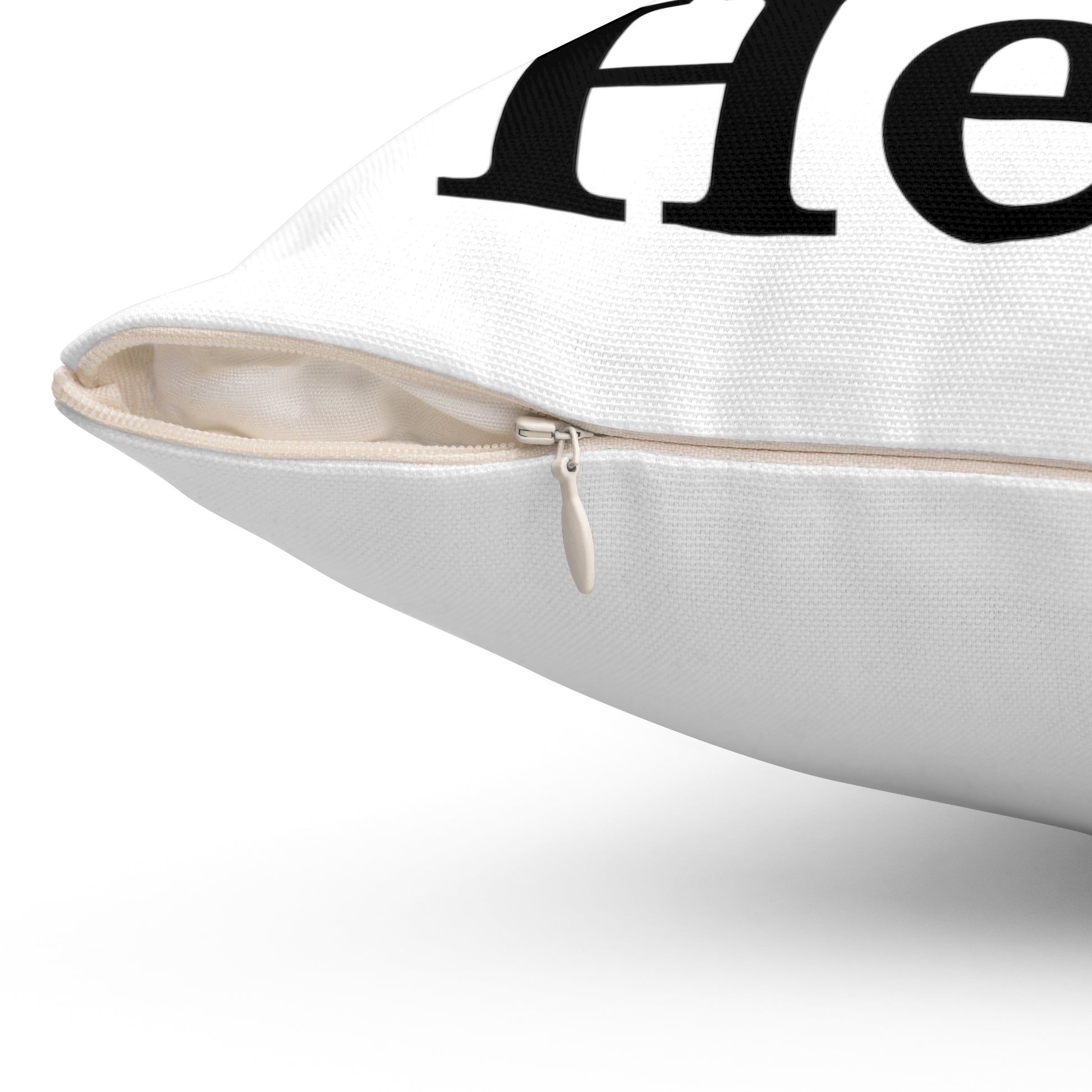 Throw pillow featuring “your design here” displaying concealed side zipper.