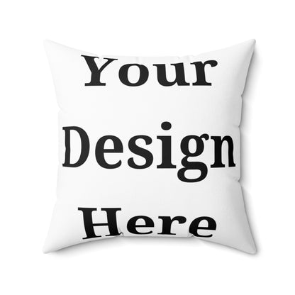 Throw pillow featuring “your design here” in 20x20.