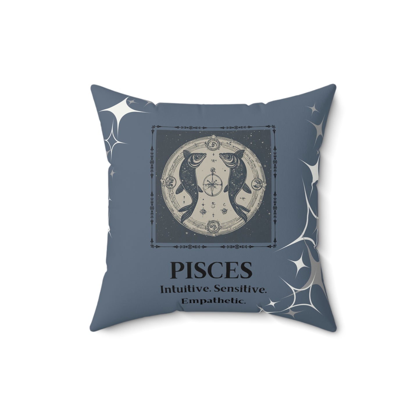 Pisces zodiac throw pillow front side.