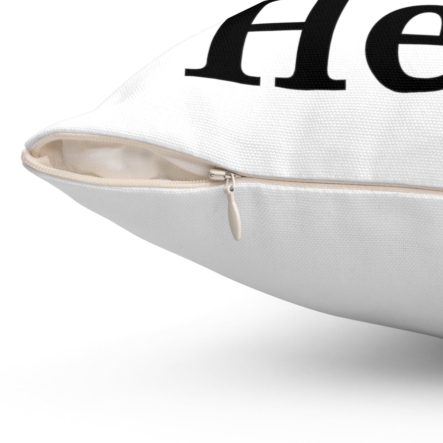 Throw pillow featuring “your design here” displaying concealed side zipper.