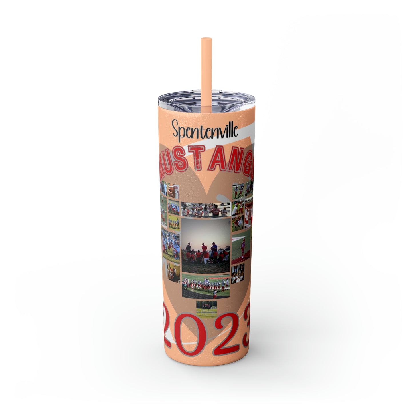 Football Theme 20oz. Skinny Tumbler with Straw