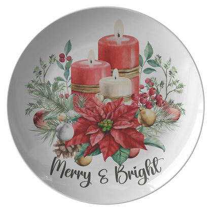 Merry & Bright Style 2 plate featuring red candles and berries.