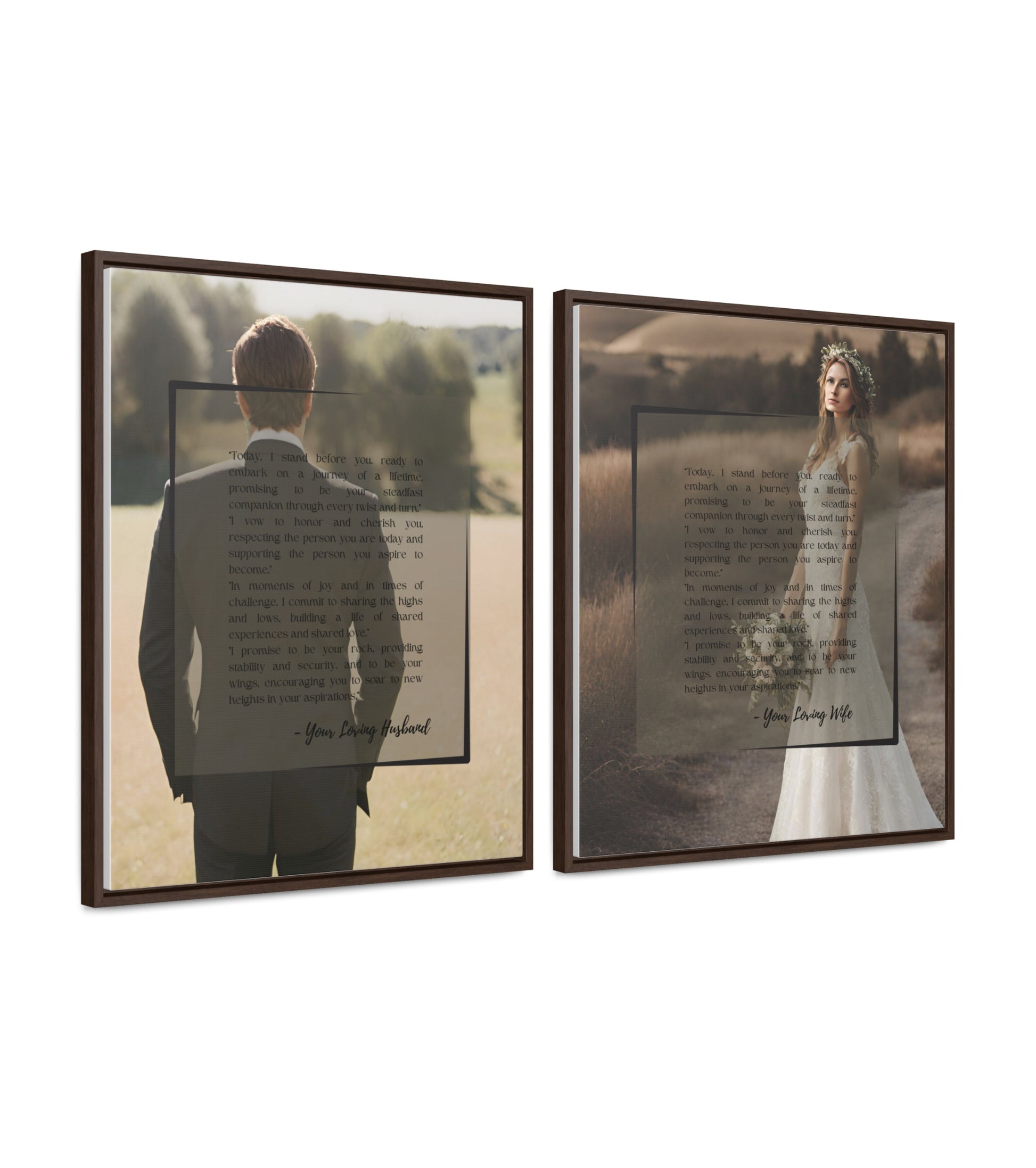 Vows STY 2 - Set of 2 Wedding Vows In framed black canvas option.