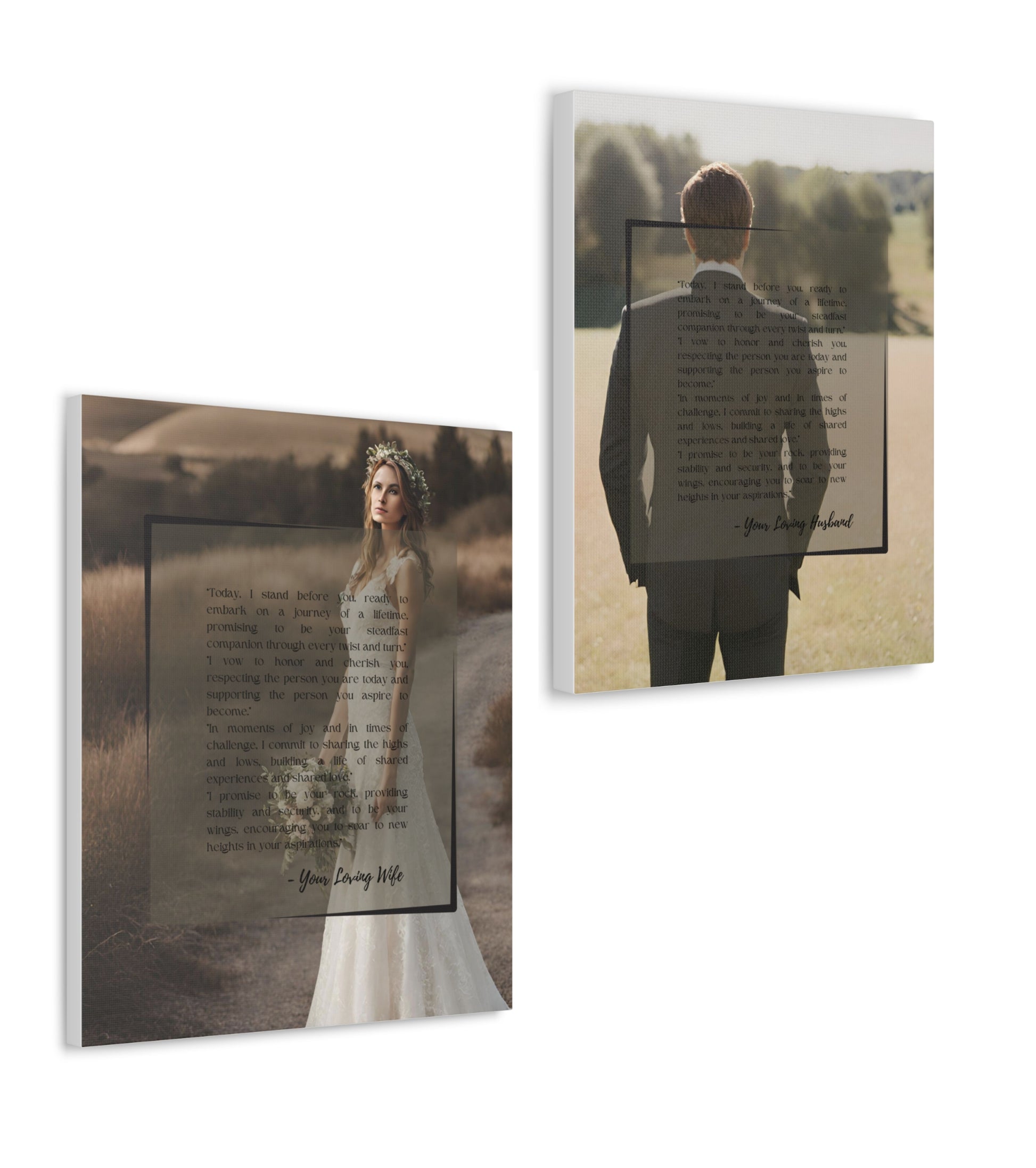 Vows STY 2 - Set of 2 Wedding Vows In unframed canvas wrap option