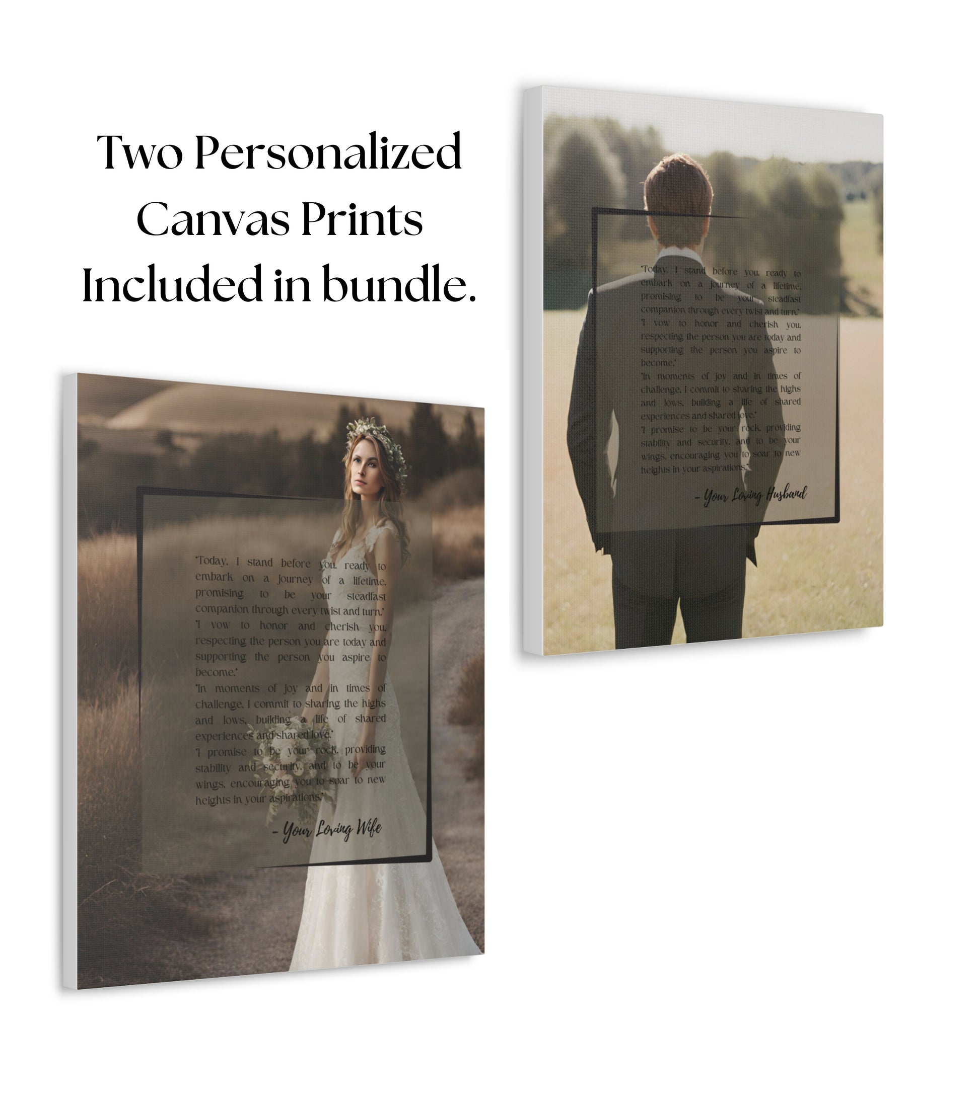 Description of Vows STY 2 - Set of 2 Wedding Vows In canvas option unframed.