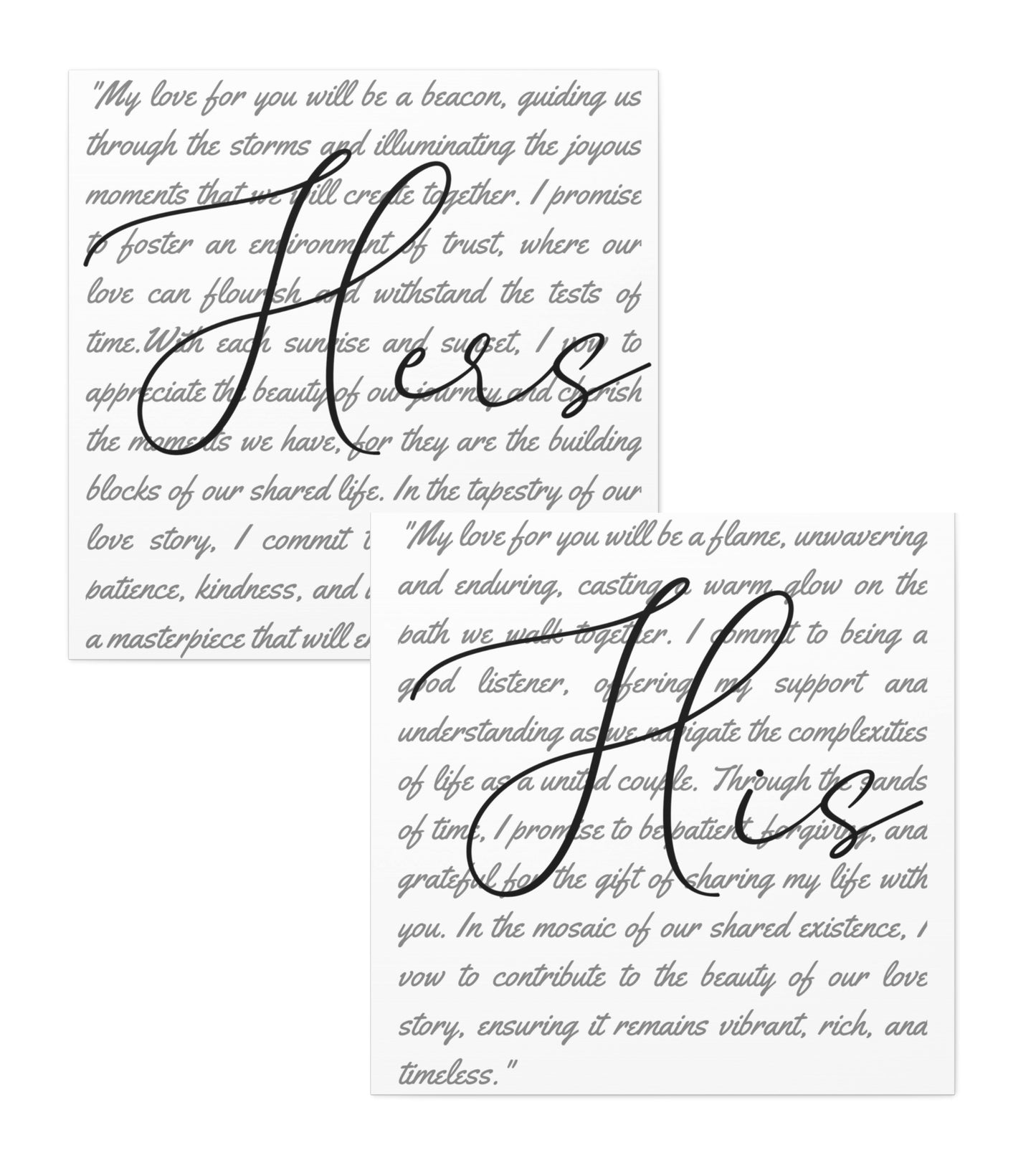 Vows Sty 3 - Set of 2 Square Canvas photos Front view