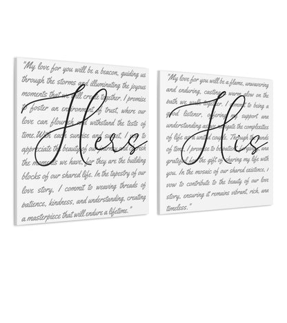 Vows Sty 3 - Set of 2 Square Canvas photos Front view.