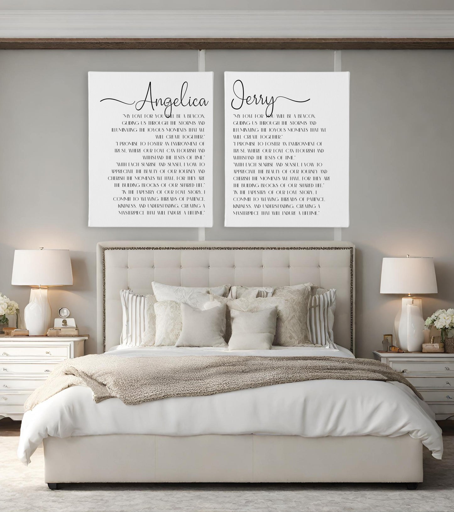 Vows STY 4 - Set of 2 Personalized Wedding Vows Bundle Canvases