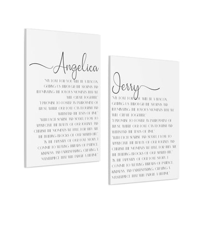 Vows STY 4 - Set of 2 Personalized Wedding Vows Bundle Canvases