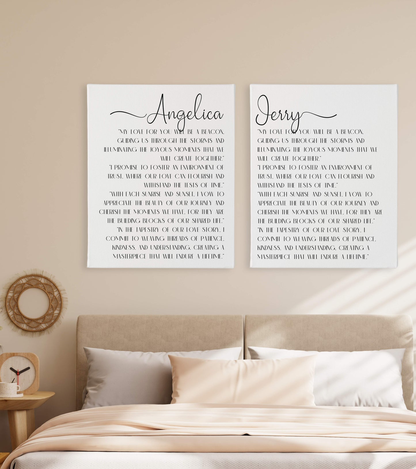 Vows STY 4 - Set of 2 Personalized Wedding Vows Bundle Canvases