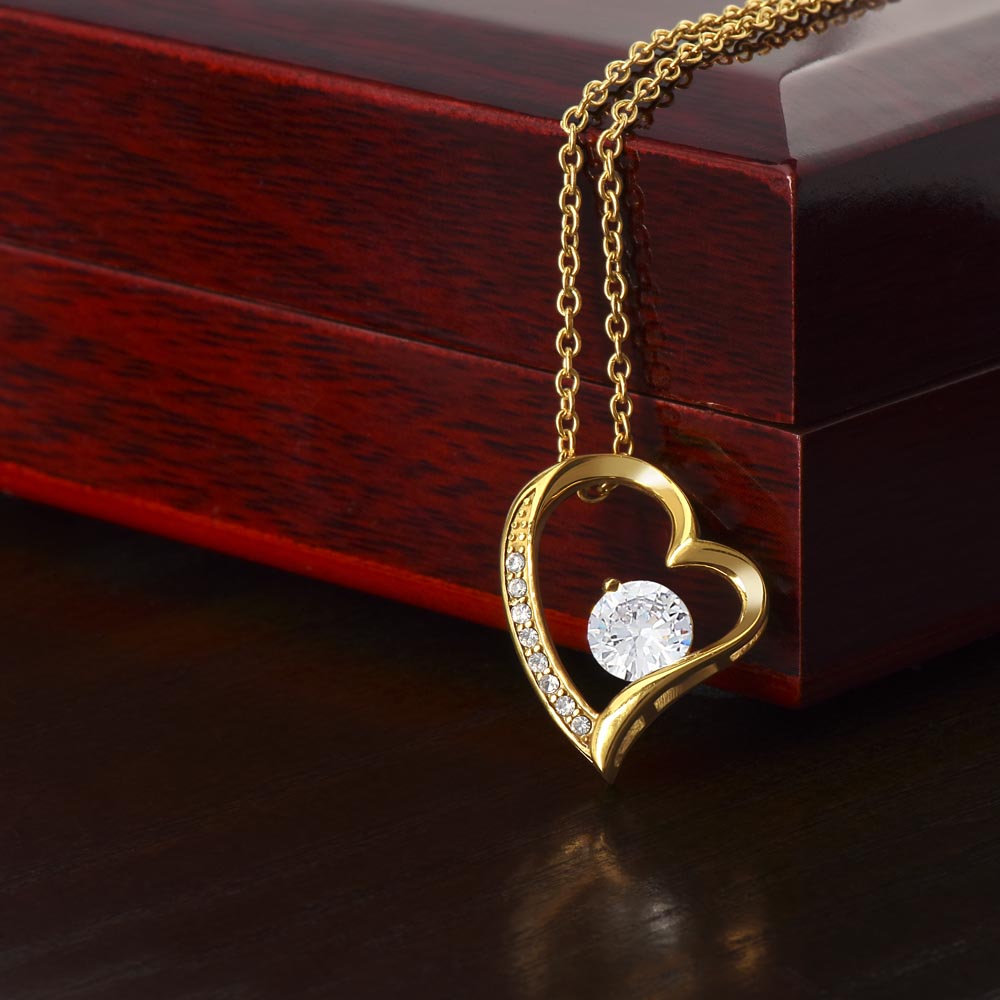 “Forever, Always, Everything” Heart Necklace - White or Yellow Gold