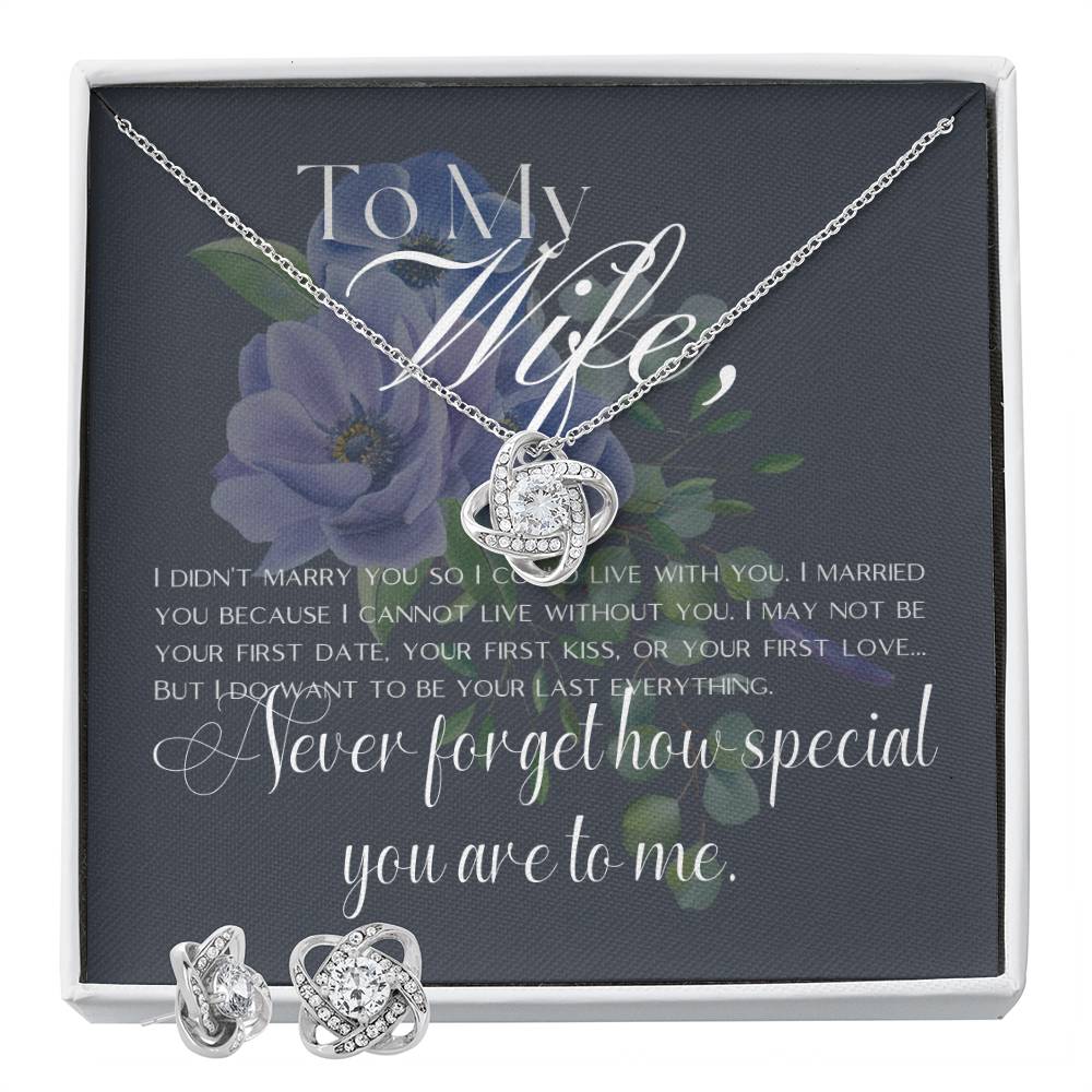 Love Knot “To My Wife” Necklace & Earring Set