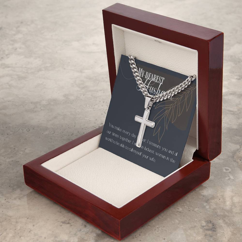 Men's Cross Necklace “My Dearest Husband”