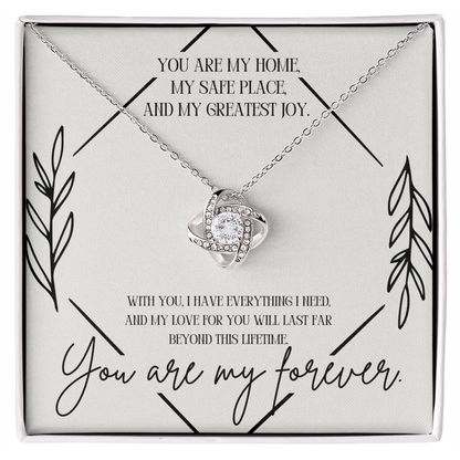 “You are My Forever” Love Knot Necklace - White or Yellow Gold