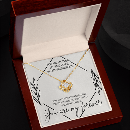 “You are My Forever” Love Knot Necklace - White or Yellow Gold
