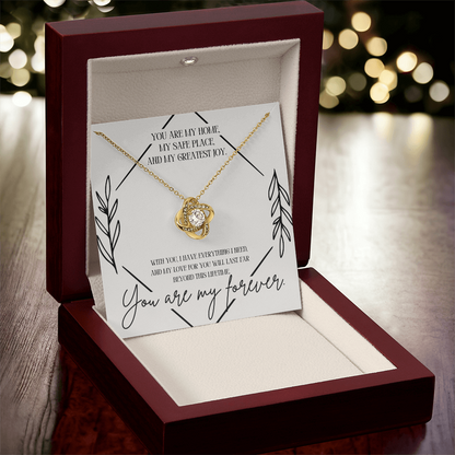 “You are My Forever” Love Knot Necklace - White or Yellow Gold