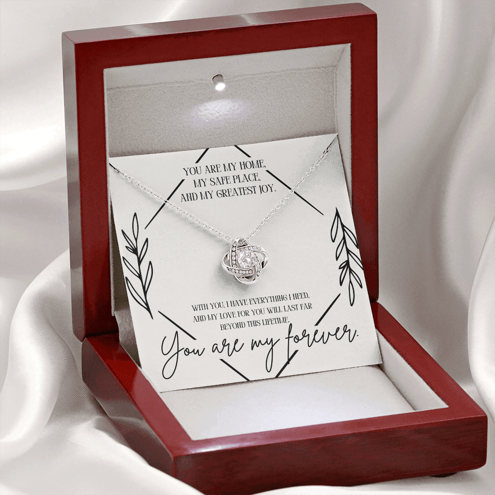 “You are My Forever” Love Knot Necklace - White or Yellow Gold