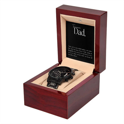 “Guidance & Wisdom” Black Chronograph Watch - Gift for Dad