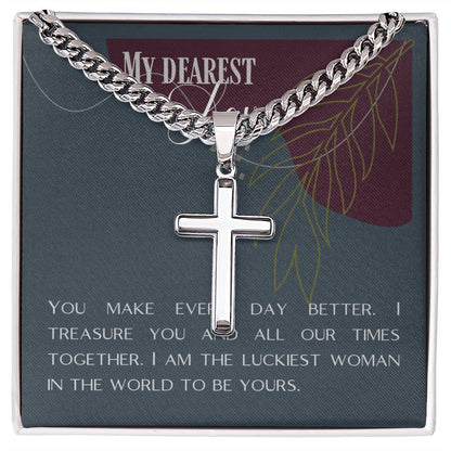 "My Dearest Love" Artisan Cross Necklace