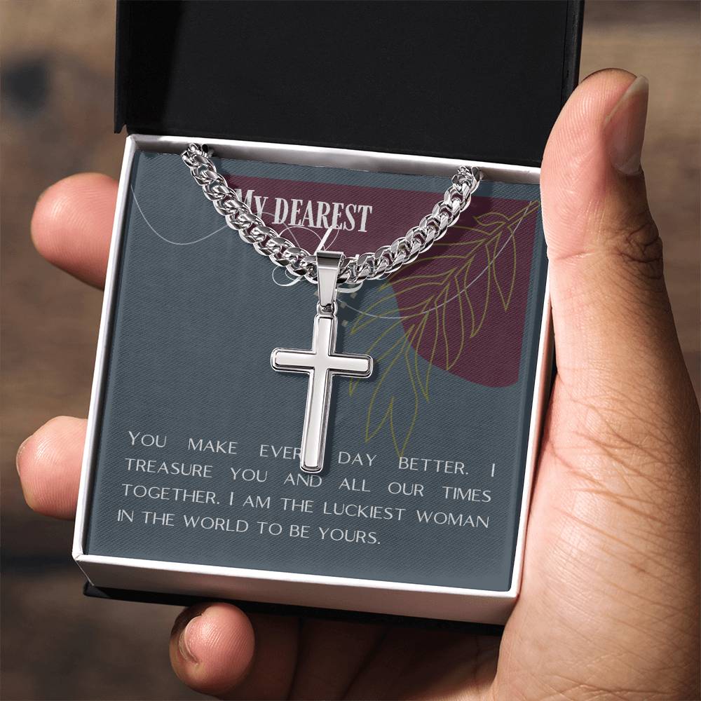 "My Dearest Love" Artisan Cross Necklace