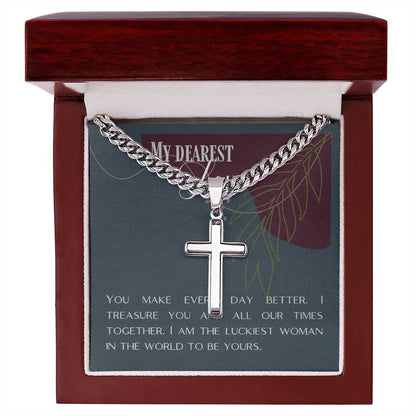 "My Dearest Love" Artisan Cross Necklace