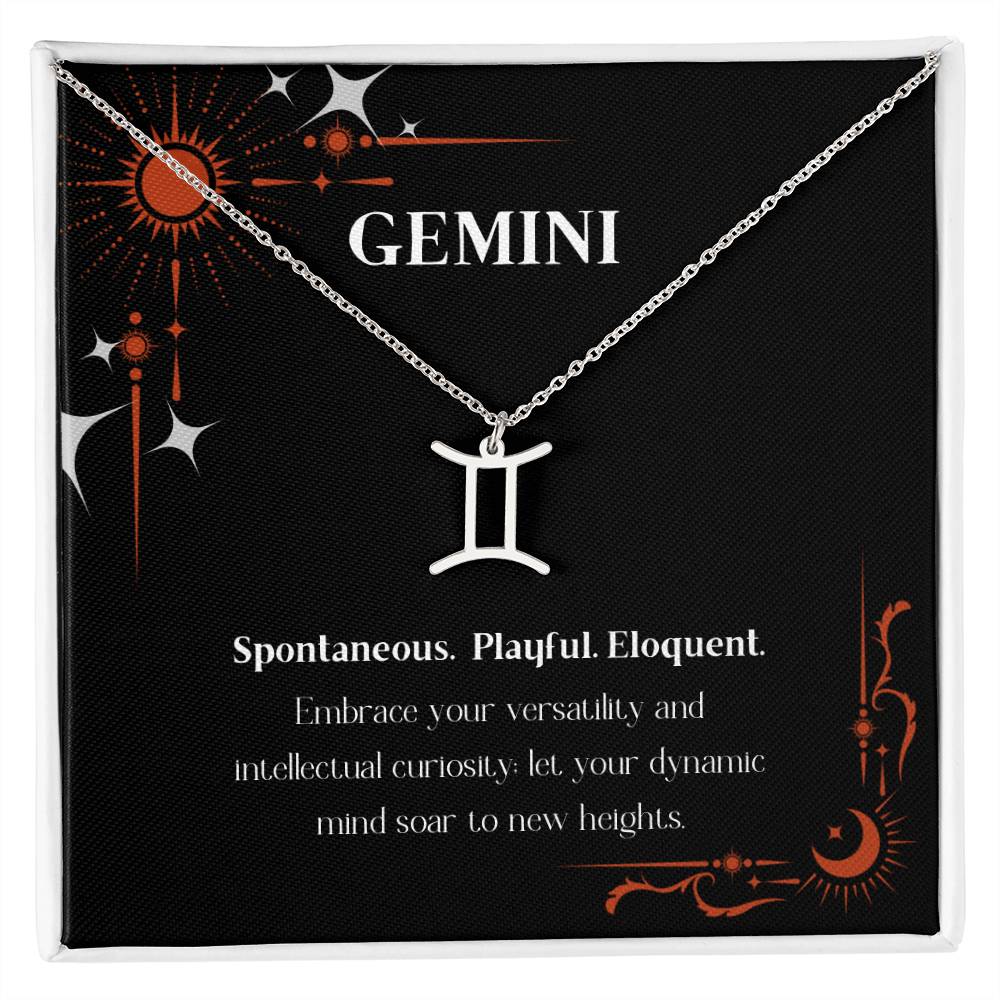 Stainless Steel Zodiac charm necklace in elegant black box, showcasing intricate astrological designs.