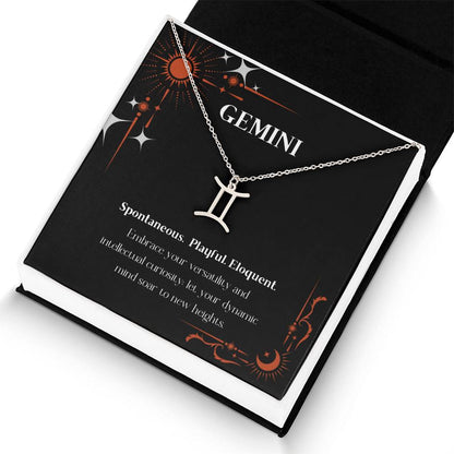 Stainless Steel Zodiac charm necklace in elegant black box, showcasing intricate astrological designs.