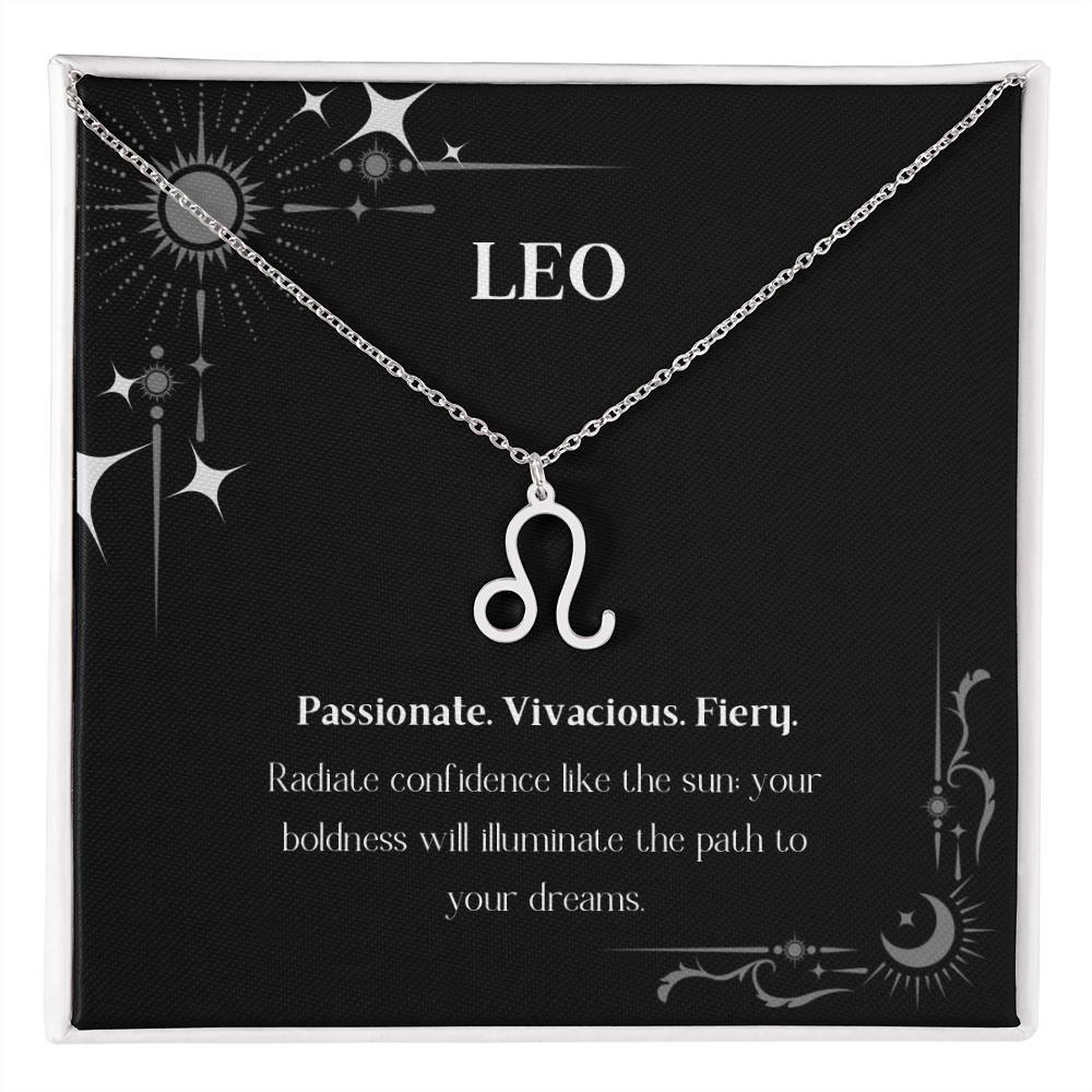 Stainless Steel Zodiac charm necklace in elegant black box, showcasing intricate astrological designs.