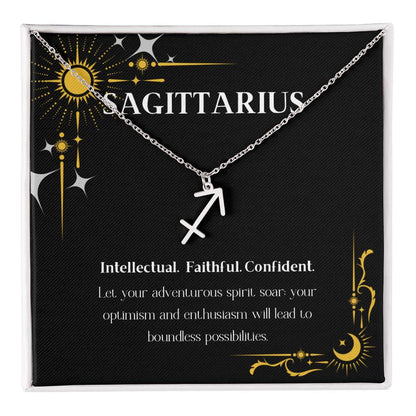 Stainless Steel Zodiac charm necklace in elegant black box, showcasing intricate astrological designs.