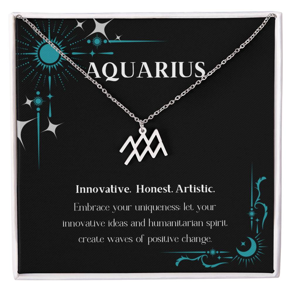 Stainless Steel Zodiac charm necklace in elegant black box, showcasing intricate astrological designs.