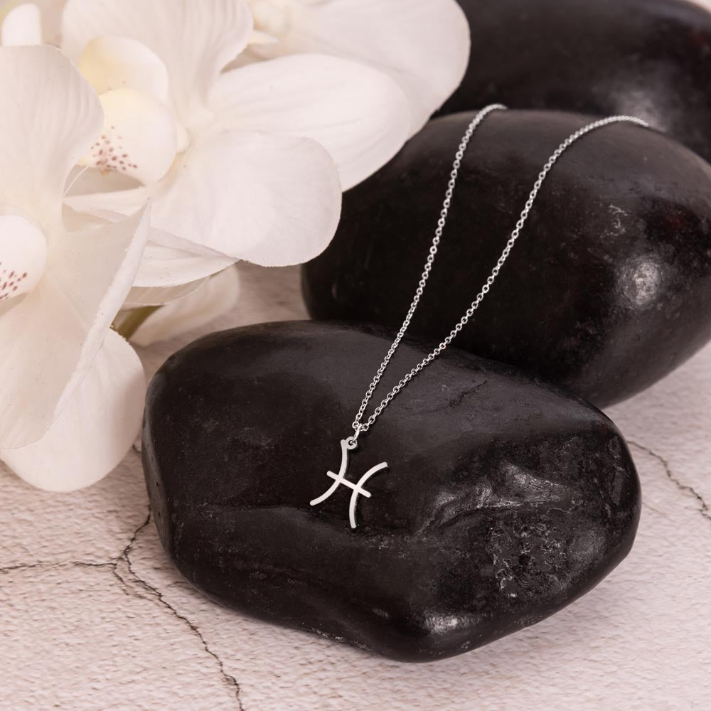 Stainless Steel Zodiac charm necklace in elegant black box, showcasing intricate astrological designs.