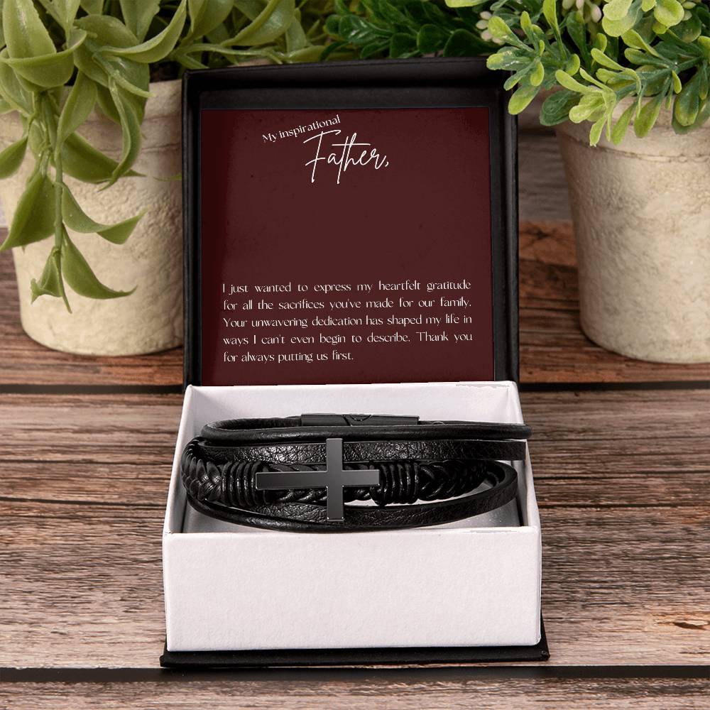 “Inspirational Gratitude” Men's Cross Bracelet