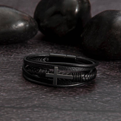 “Inspirational Gratitude” Men's Cross Bracelet