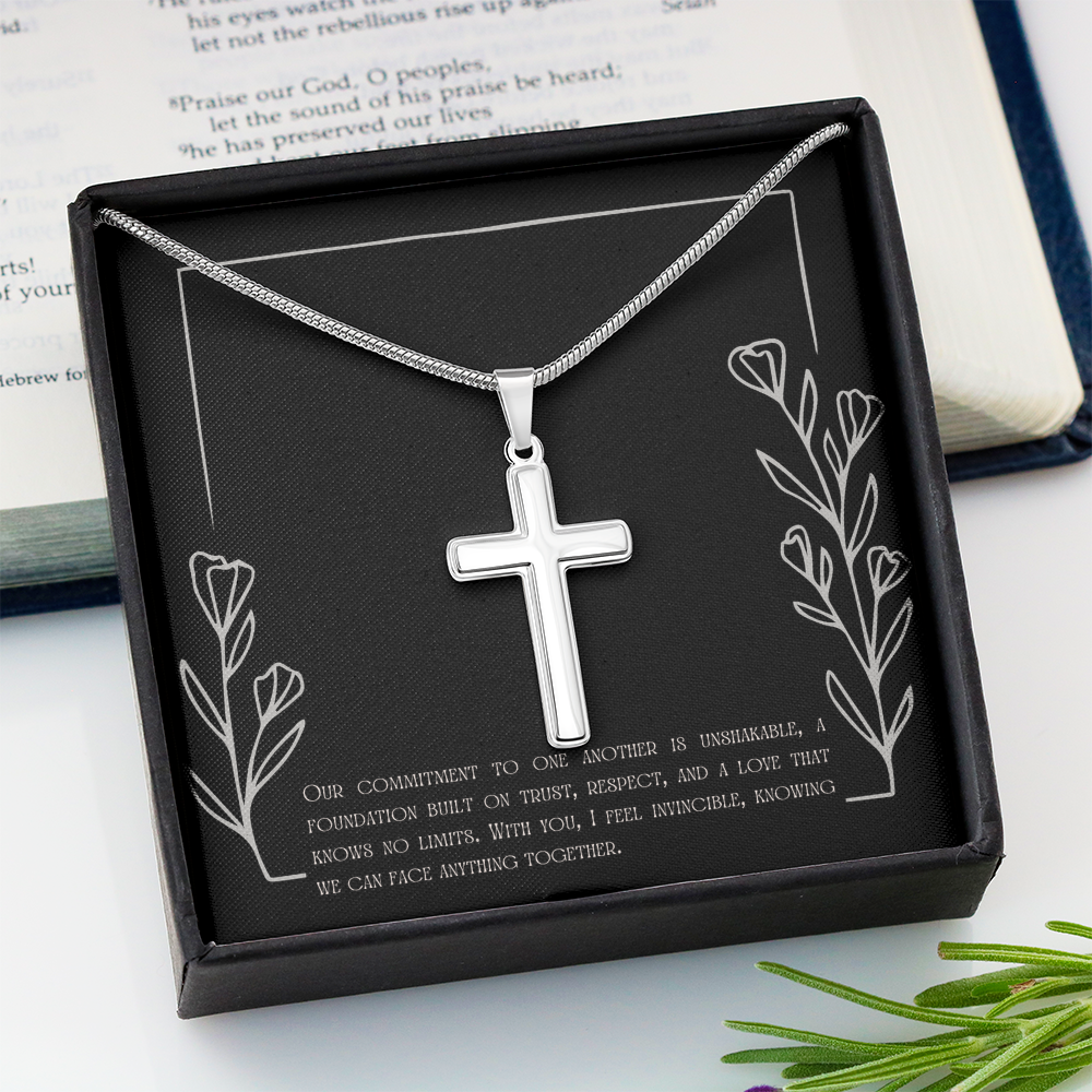 "Love Knows No Limits" Cross Necklace - Stainless Steel